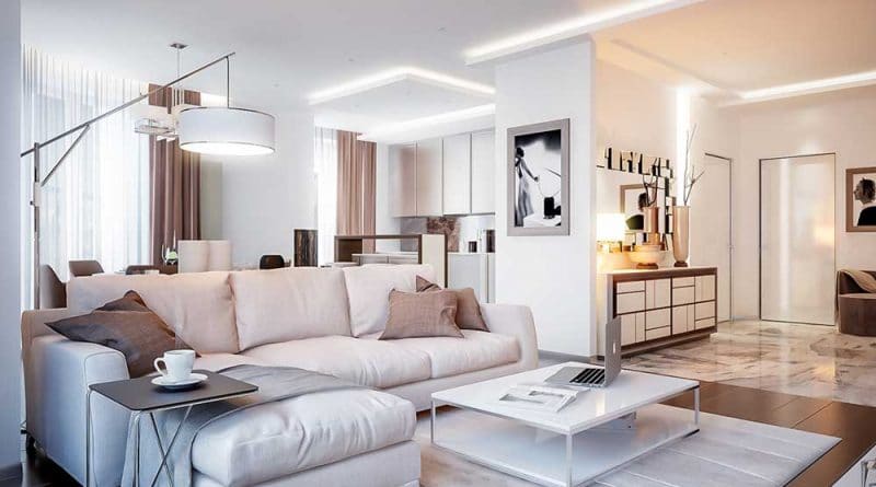 Design of the apartment in the light colors (modern style): photos