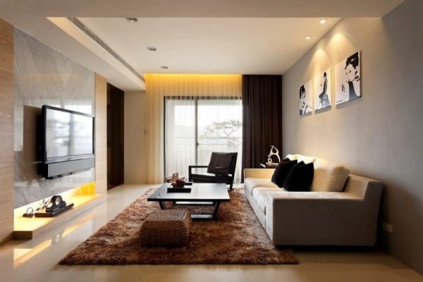 Design of the one room apartment (18 m2) in modern style